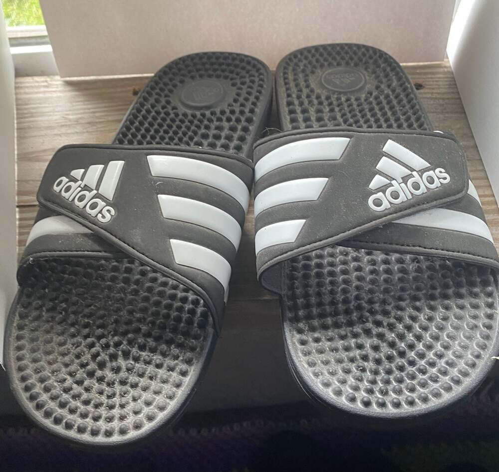 Adidas Adissage Slide Sandals Black and White